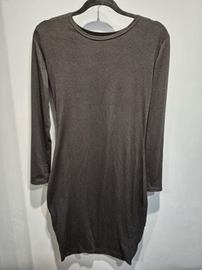 Black Long Sleeve Bodycon Dress Stetchy Comfy Size Medium
